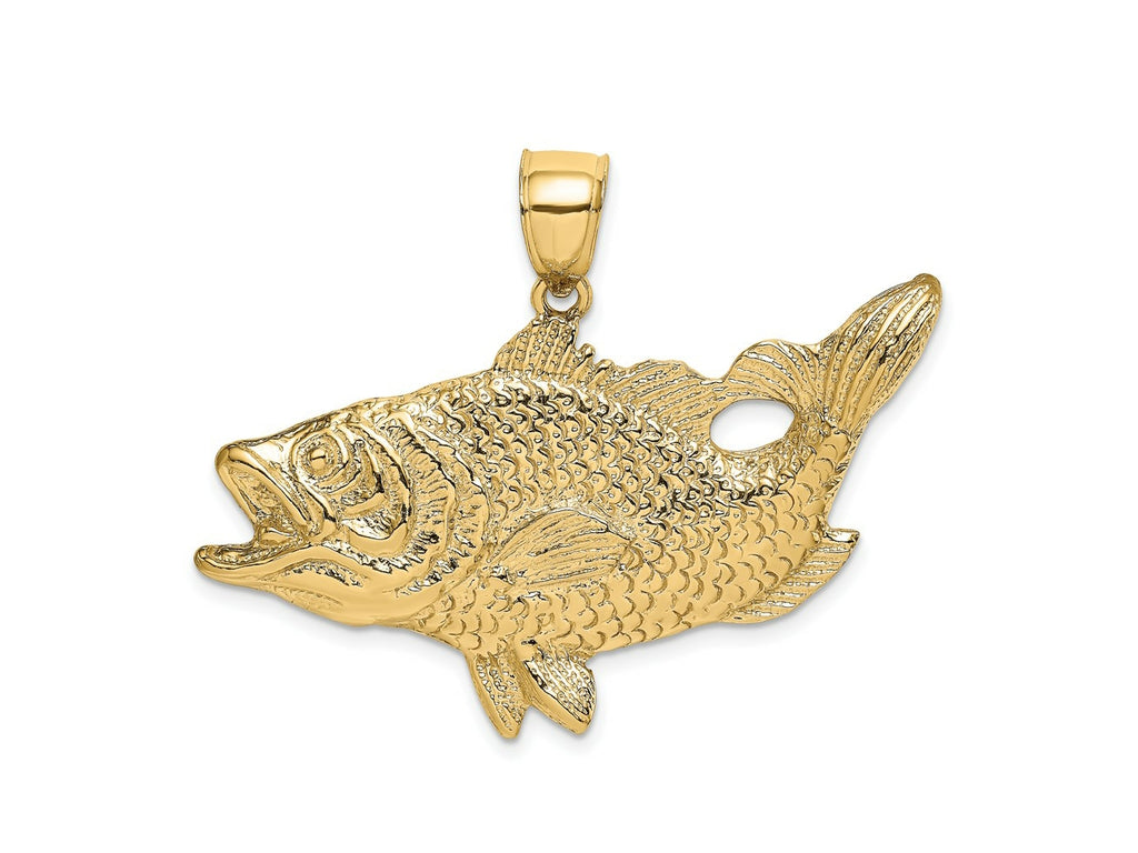 FJC Finejewelers 10 kt Yellow Gold Open Mouth Bass Fish Charm 23 x 43 mm