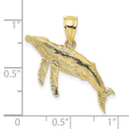 FJC Finejewelers 10 kt Yellow Gold 2-D Textured Whale Charm 13 x 18 mm