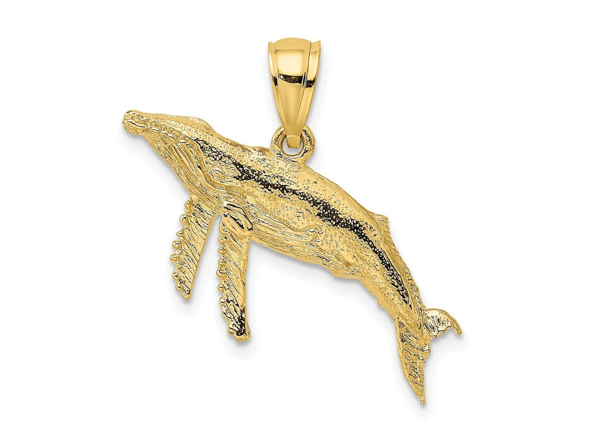 FJC Finejewelers 10 kt Yellow Gold 2-D Textured Whale Charm 13 x 18 mm
