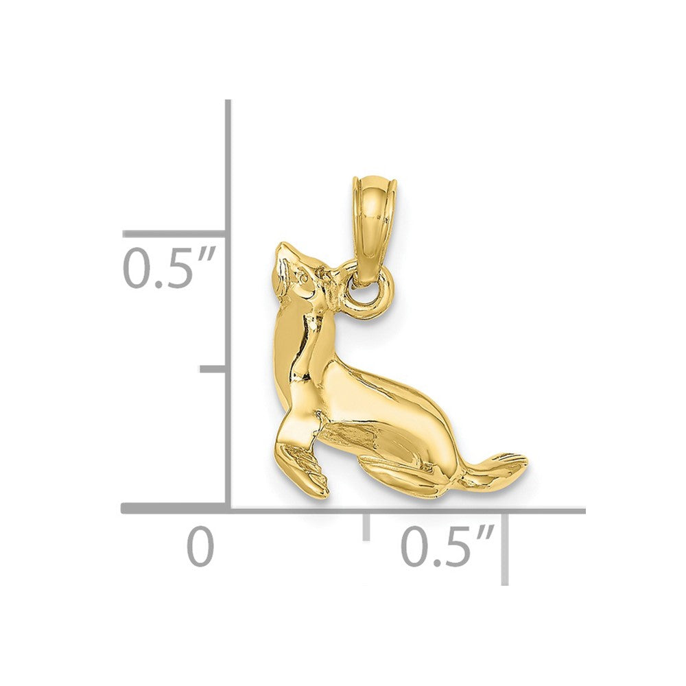FJC Finejewelers 10 kt Yellow Gold 3-D Polished Seal Charm 10 x 14 mm