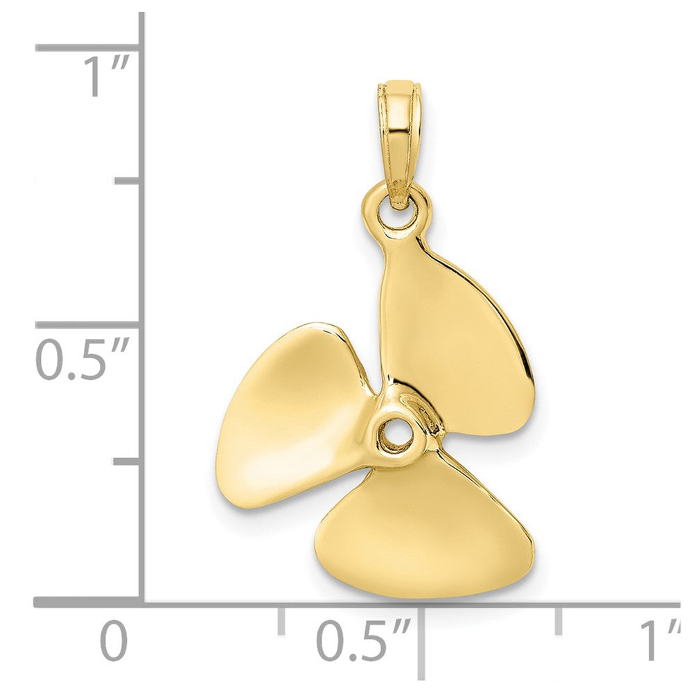 FJC Finejewelers 10 kt Yellow Gold 3-D Polished Three Blade Propeller Charm 25 x 16 mm