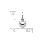 FJC Finejewelers 10 kt White Gold Themed Solid Polished Plain Puffed Heart Charm 12 mm x 5 mm