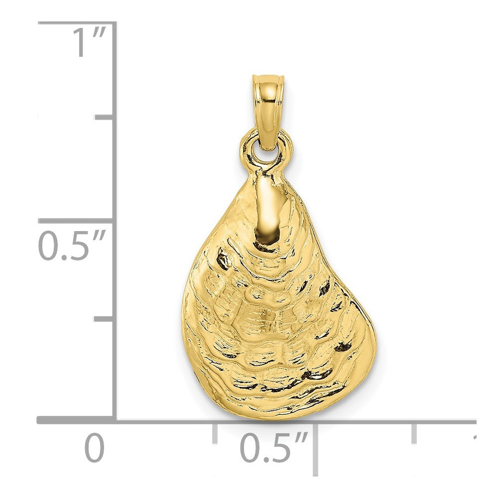 FJC Finejewelers 10 kt Yellow Gold 2-D Textured / Polished Oyster Shell Charm 17 x 13 mm