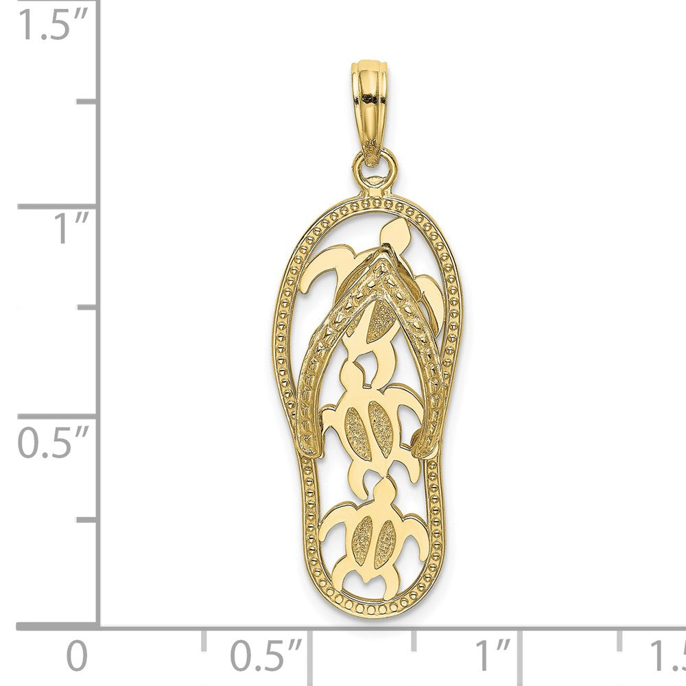 FJC Finejewelers 10 kt Yellow Gold Triple Turtle Flip-Flop Charm 32 x 11 mm