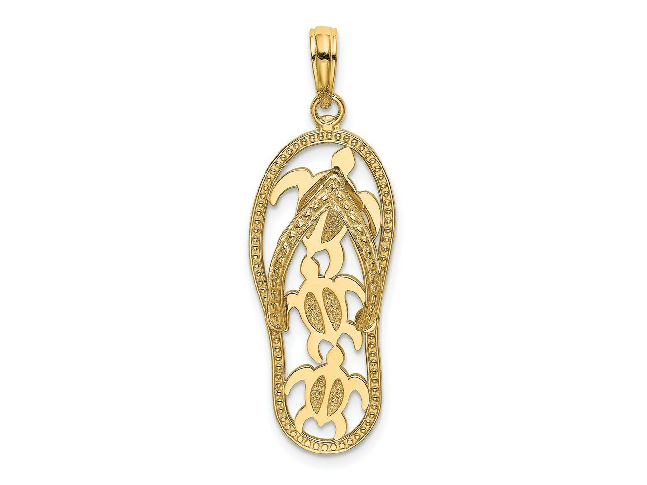 FJC Finejewelers 10 kt Yellow Gold Triple Turtle Flip-Flop Charm 32 x 11 mm