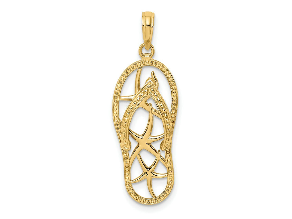 FJC Finejewelers 10 kt Yellow Gold Multi Starfish Flip-Flop Charm 32 x 11 mm