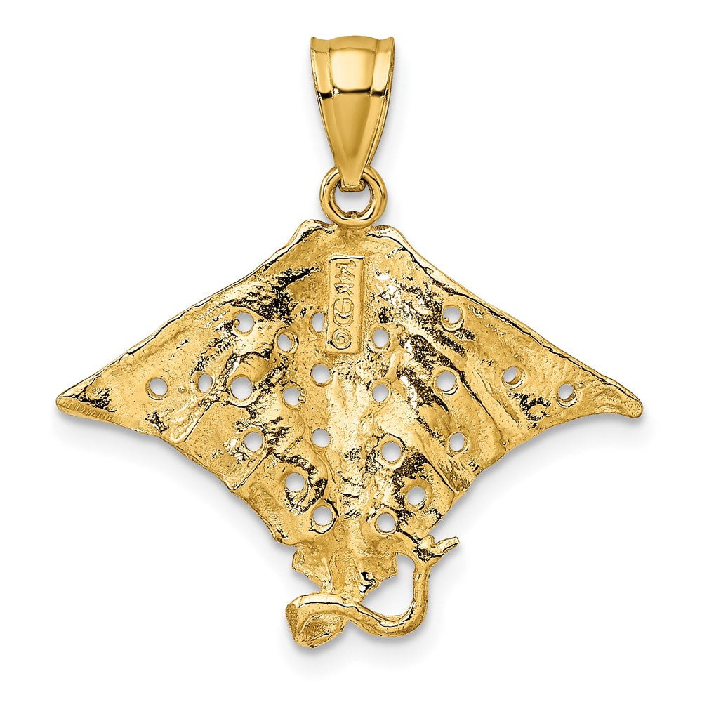 FJC Finejewelers 10 kt Yellow Gold 2-D Spotted Eagle Ray with Holes Charm 19 x 25 mm