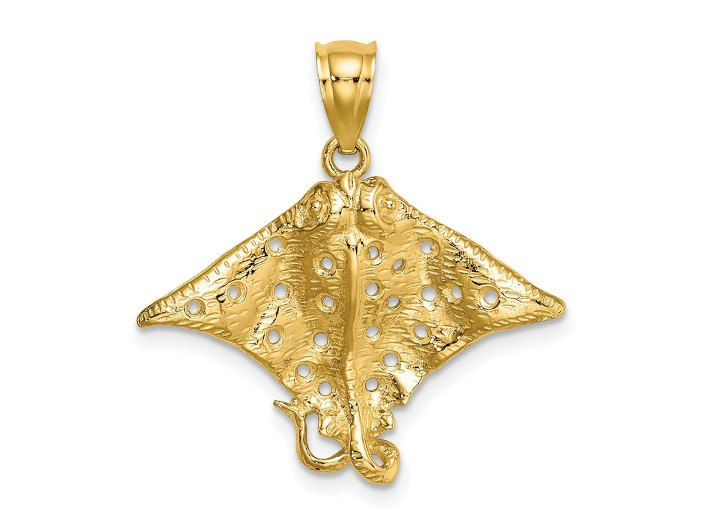 FJC Finejewelers 10 kt Yellow Gold 2-D Spotted Eagle Ray with Holes Charm 19 x 25 mm