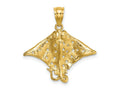 FJC Finejewelers 10 kt Yellow Gold 2-D Spotted Eagle Ray with Holes Charm 19 x 25 mm