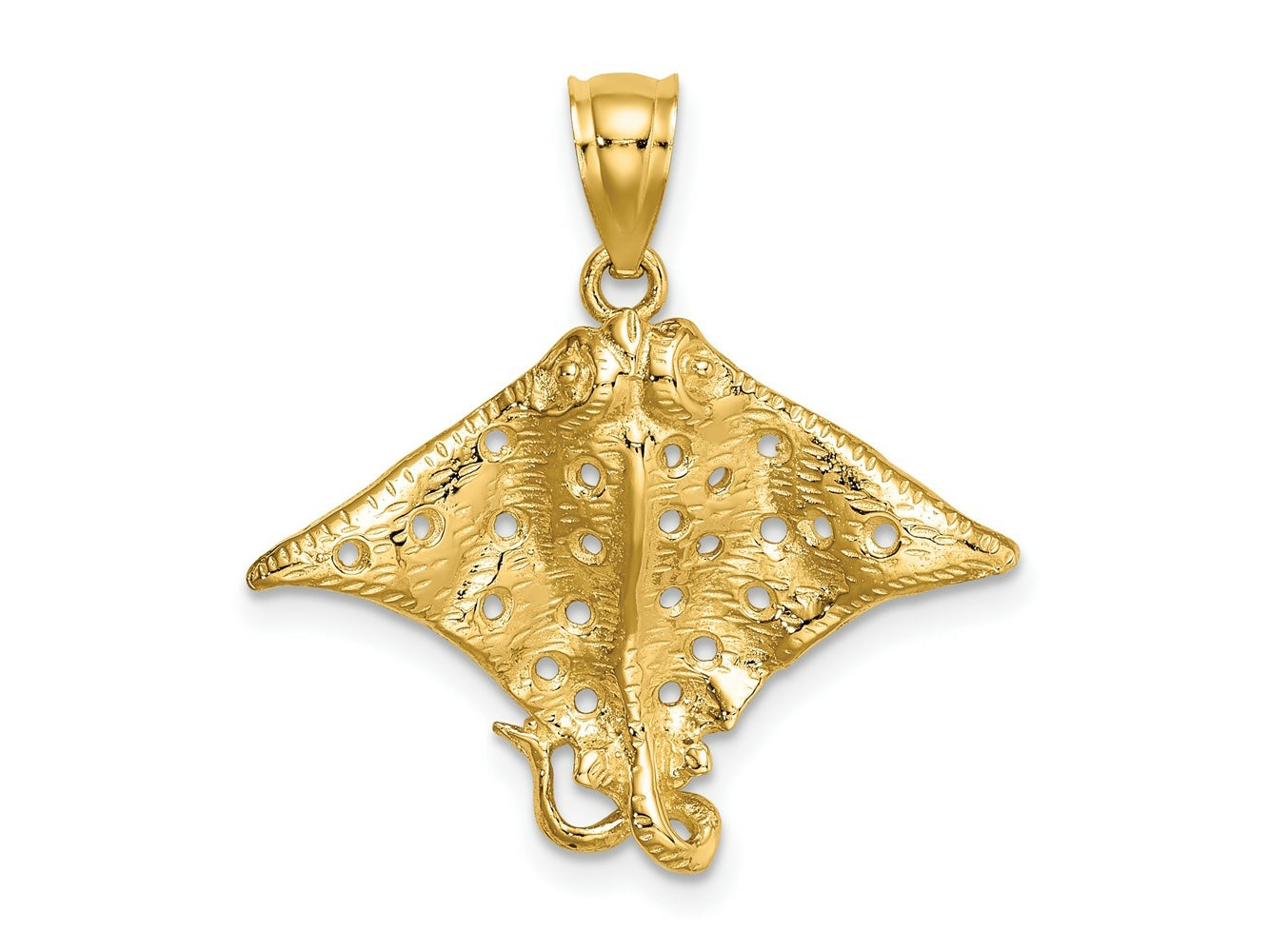 FJC Finejewelers 10 kt Yellow Gold 2-D Spotted Eagle Ray with Holes Charm 19 x 25 mm