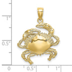 FJC Finejewelers 10 kt Yellow Gold 2-D Crab Charm 20 x 23 mm