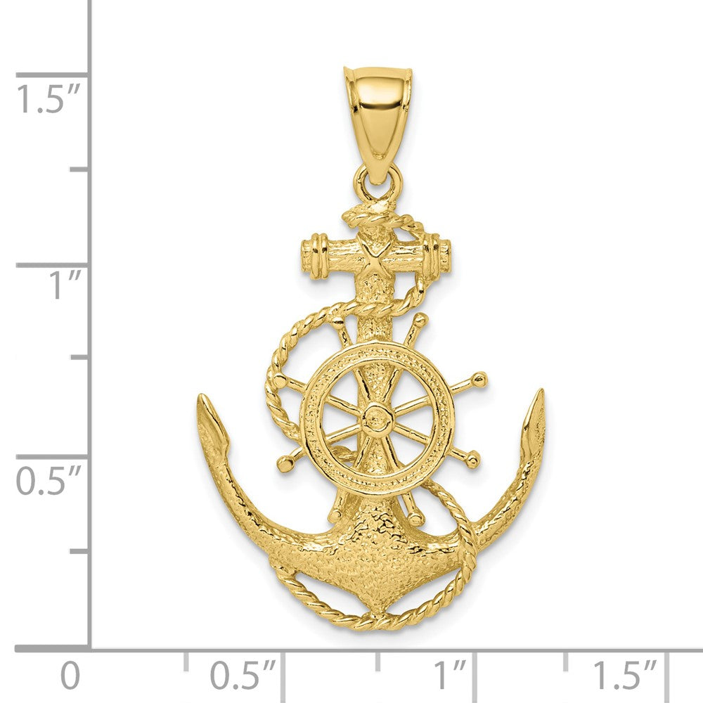 FJC Finejewelers 10 kt Yellow Gold 2-D Anchor and Wheel Charm 38 x 24 mm