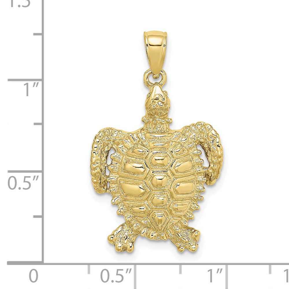 FJC Finejewelers 10 kt Yellow Gold 2-D Sea Turtle W/ Spiny Shell Charm 25 x 19 mm