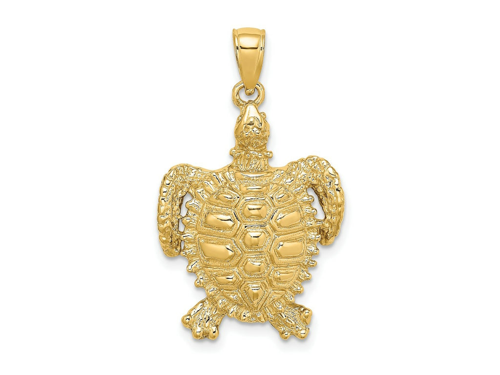 FJC Finejewelers 10 kt Yellow Gold 2-D Sea Turtle W/ Spiny Shell Charm 25 x 19 mm