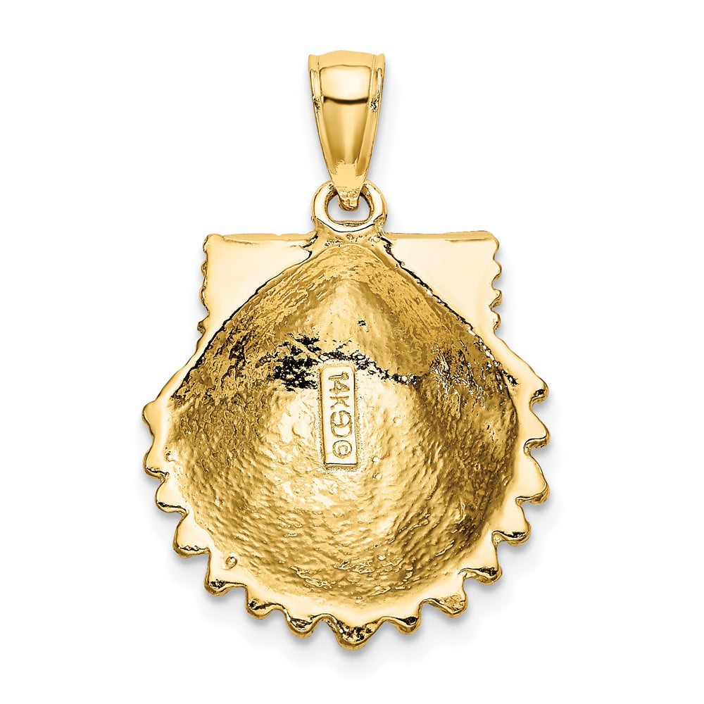 FJC Finejewelers 10 kt Yellow Gold 2-D Beaded Scallop Shell Charm 18 x 17 mm