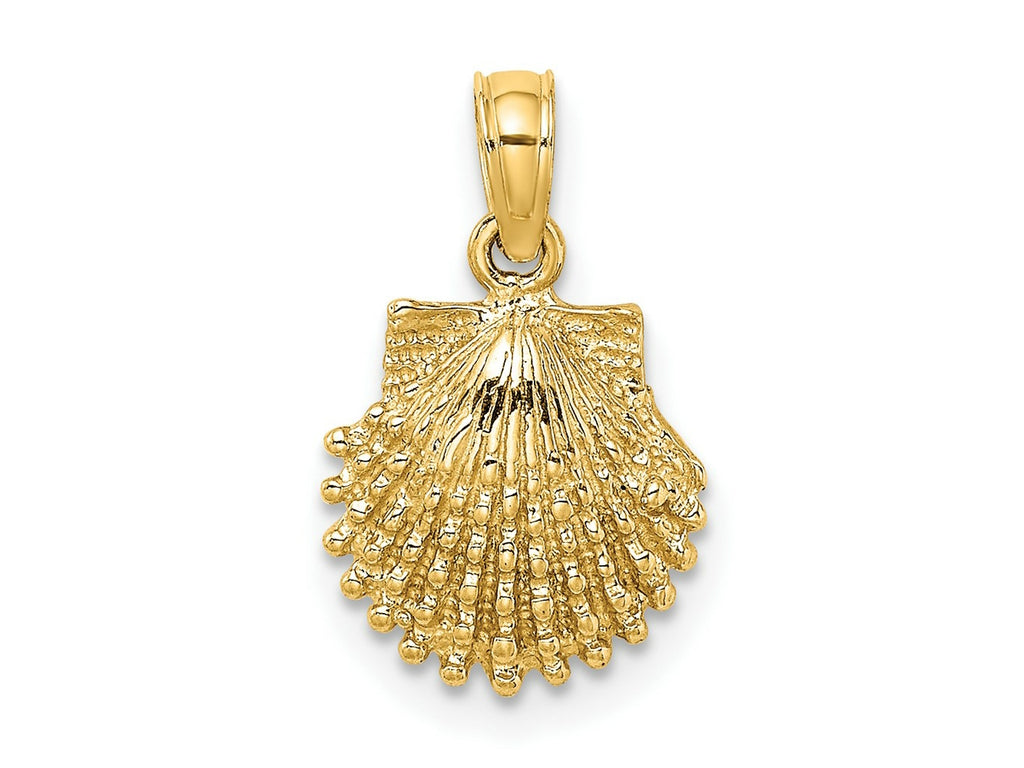 FJC Finejewelers 10 kt Yellow Gold 2-D Beaded Scallop Shell Charm 11 x 10 mm