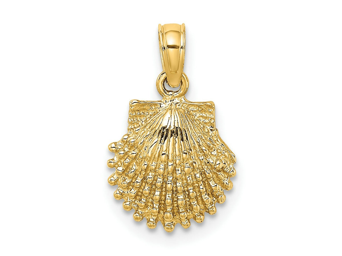 FJC Finejewelers 10 kt Yellow Gold 2-D Beaded Scallop Shell Charm 11 x 10 mm