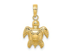 FJC Finejewelers 10 kt Yellow Gold 2-D Textured Sea Turtle Charm 14 x 12 mm