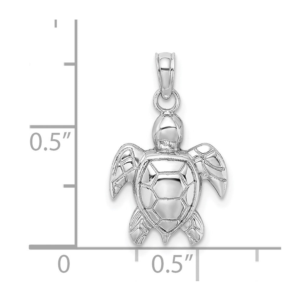 FJC Finejewelers 10 kt White Gold Themed 2-D Textured Sea Turtle Charm 14.3 mm x 12.9 mm