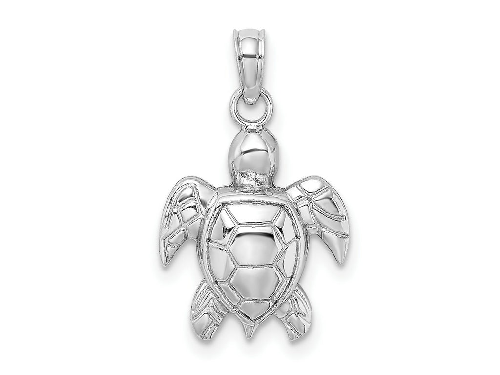 FJC Finejewelers 10 kt White Gold Themed 2-D Textured Sea Turtle Charm 14.3 mm x 12.9 mm