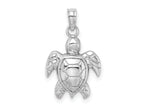 FJC Finejewelers 10 kt White Gold Themed 2-D Textured Sea Turtle Charm 14.3 mm x 12.9 mm