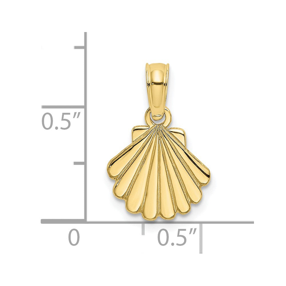 FJC Finejewelers 10 kt Yellow Gold Polished and Engraved Shell Charm 9 x 10 mm