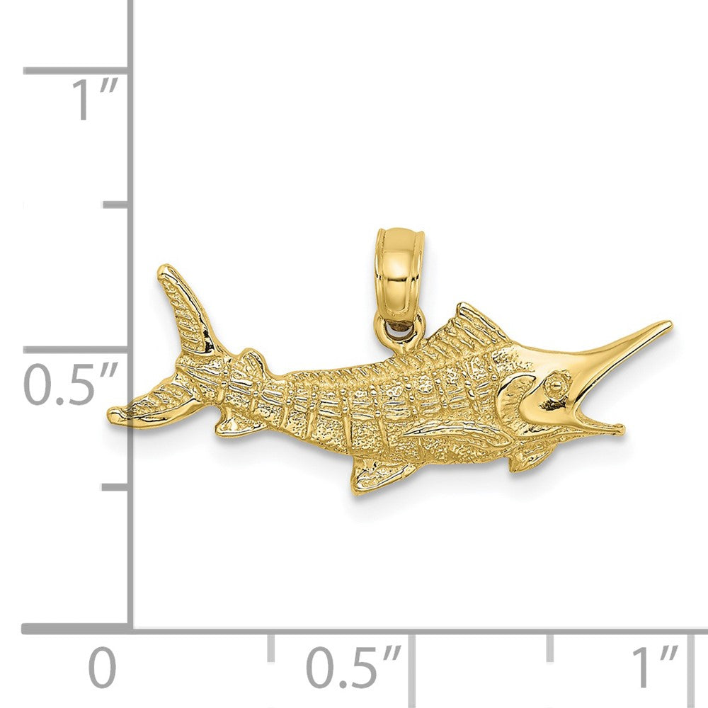 FJC Finejewelers 10 kt Yellow Gold Textured 2-D Marlin Fish Charm 10 x 26 mm