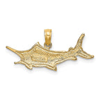 FJC Finejewelers 10 kt Yellow Gold Textured 2-D Marlin Fish Charm 10 x 26 mm