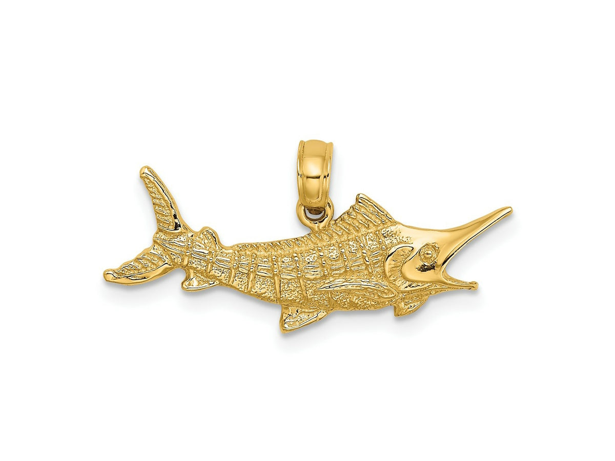 FJC Finejewelers 10 kt Yellow Gold Textured 2-D Marlin Fish Charm 10 x 26 mm