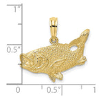 FJC Finejewelers 10 kt Yellow Gold 2-D Bass Fish with Tail Up Charm 13 x 22 mm