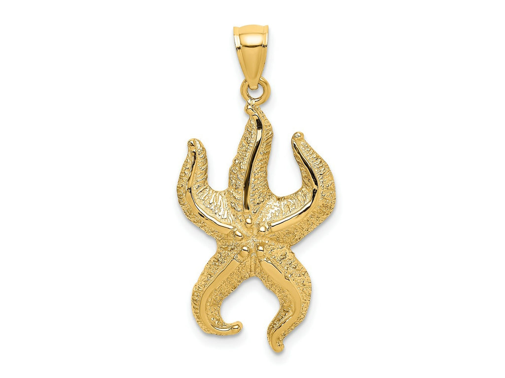FJC Finejewelers 10 kt Yellow Gold Textured Starfish Charm 26 x 16 mm