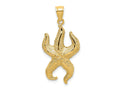 FJC Finejewelers 10 kt Yellow Gold Textured Starfish Charm 26 x 16 mm