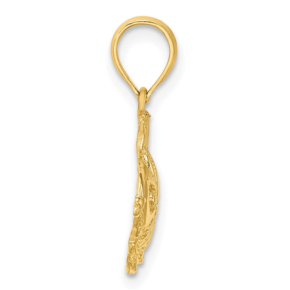 FJC Finejewelers 10 kt Yellow Gold Polished Engraved Fish Charm 12 x 17 mm