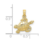 FJC Finejewelers 10 kt Yellow Gold Textured Sea Turtle Charm 11 x 16 mm