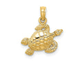FJC Finejewelers 10 kt Yellow Gold Textured Sea Turtle Charm 11 x 16 mm