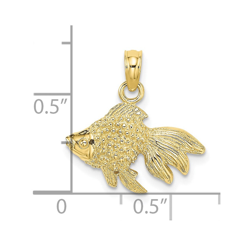 FJC Finejewelers 10 kt Yellow Gold Themed 2-D Textured Gold Fish Charm 9.2 mm x 17.4 mm