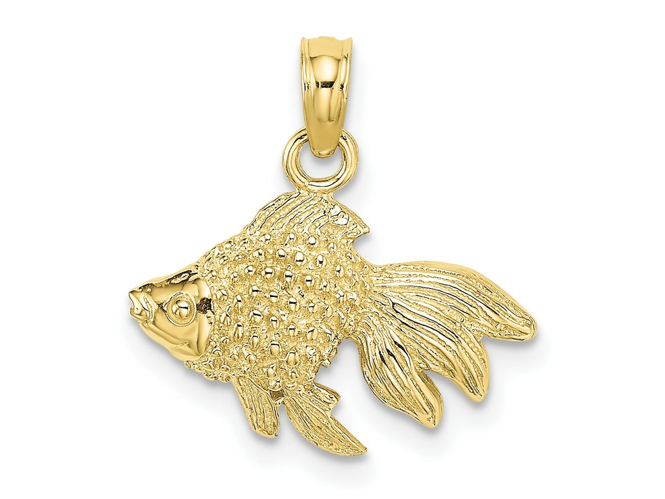 FJC Finejewelers 10 kt Yellow Gold Themed 2-D Textured Gold Fish Charm 9.2 mm x 17.4 mm