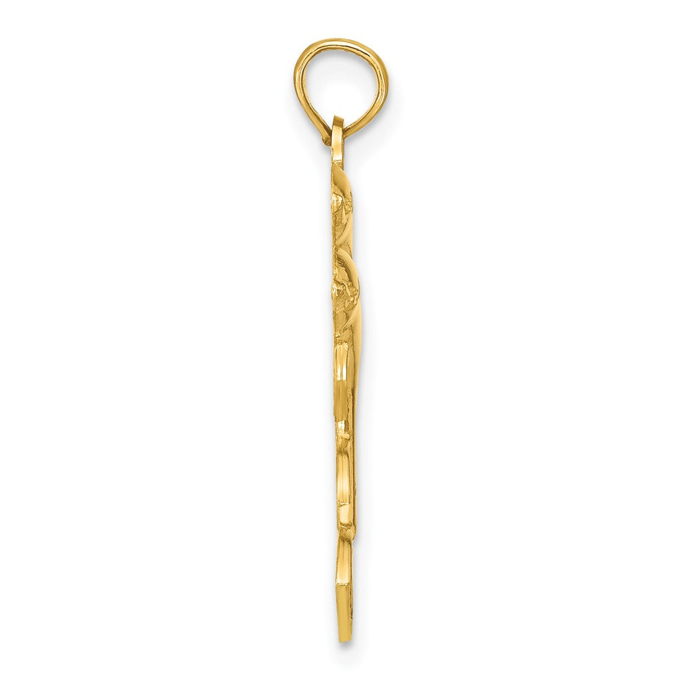 FJC Finejewelers 10 kt Yellow Gold 2-D Two Jumping Dolphins Charm