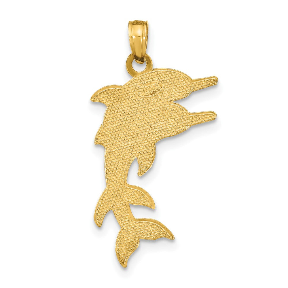 FJC Finejewelers 10 kt Yellow Gold 2-D Two Jumping Dolphins Charm
