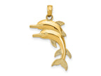 FJC Finejewelers 10 kt Yellow Gold 2-D Two Jumping Dolphins Charm