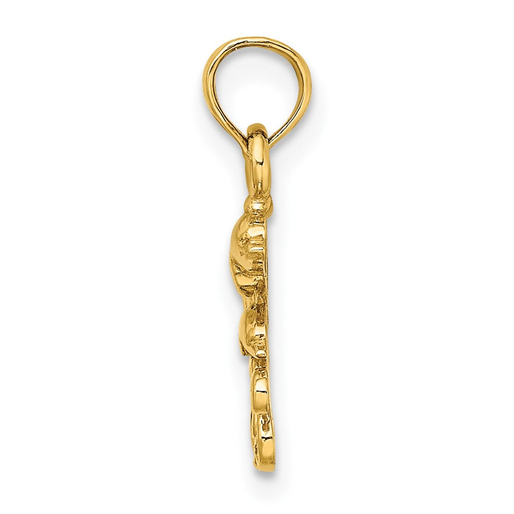 FJC Finejewelers 10 kt Yellow Gold Textured Mini Double Dolphins and Waves Charm 10 x 11 mm