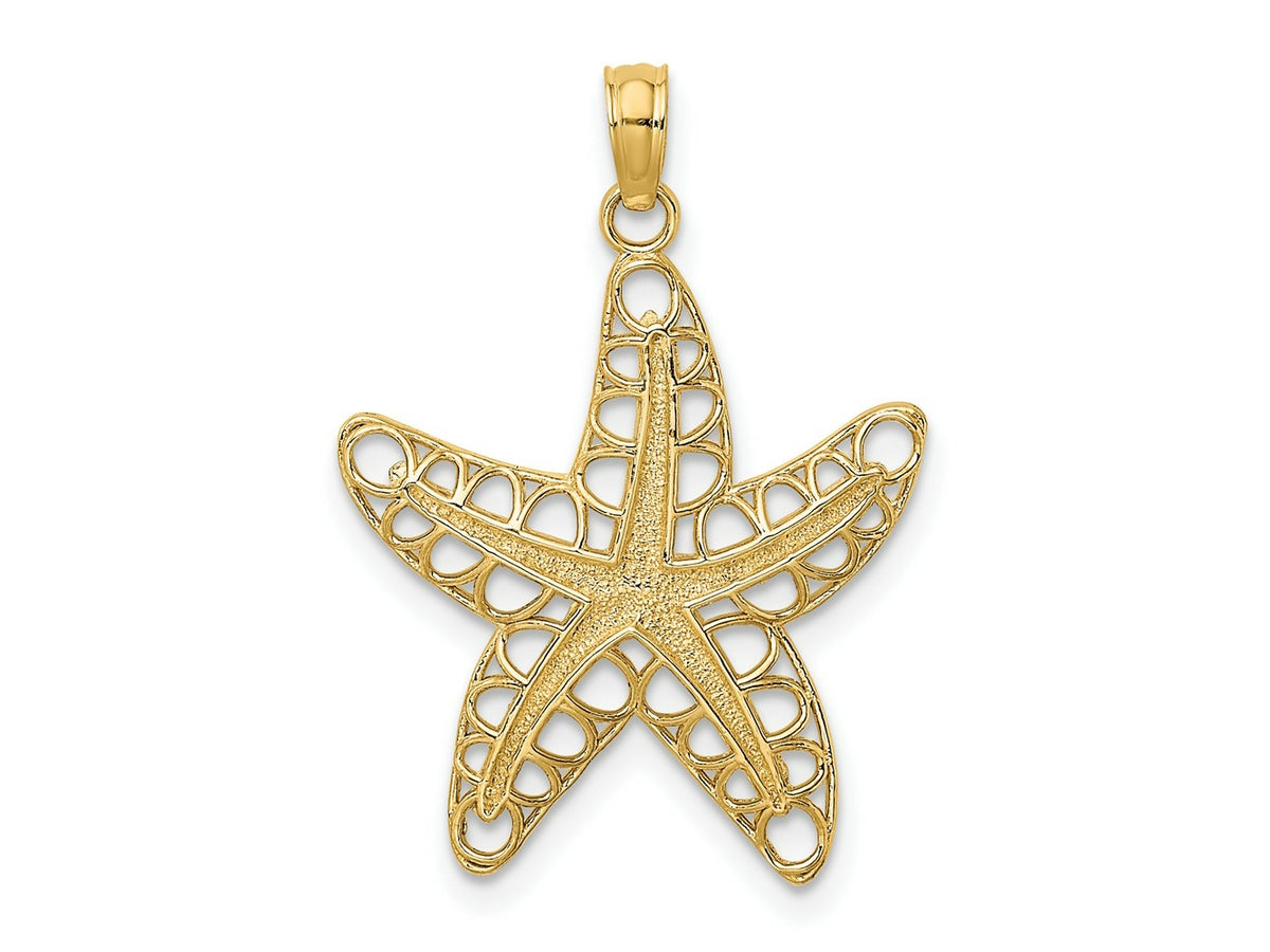FJC Finejewelers 10 kt Yellow Gold Cut-Out Starfish Charm 21 x 19 mm