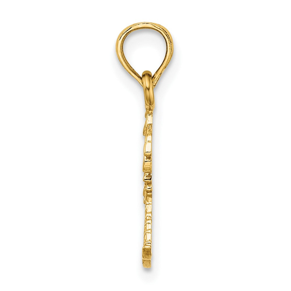 FJC Finejewelers 10 kt Yellow Gold Texture Mini Double Palm Trees Charm 13 x 7 mm