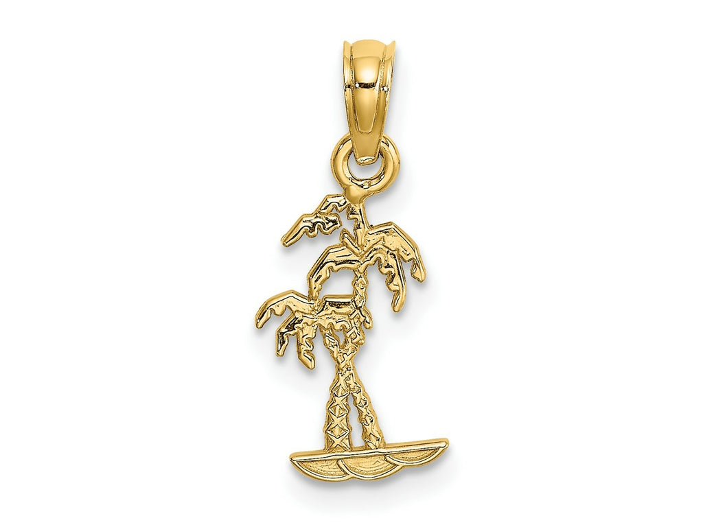 FJC Finejewelers 10 kt Yellow Gold Texture Mini Double Palm Trees Charm 13 x 7 mm
