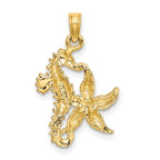 FJC Finejewelers 10 kt Yellow Gold Starfish and Seahorse Charm 17 x 14 mm