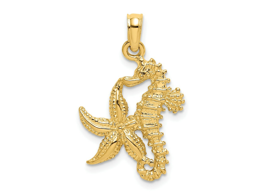FJC Finejewelers 10 kt Yellow Gold Starfish and Seahorse Charm 17 x 14 mm