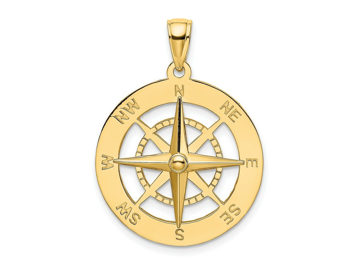 FJC Finejewelers 10 kt Yellow Gold Nautical Compass Charm 28 x 21 mm