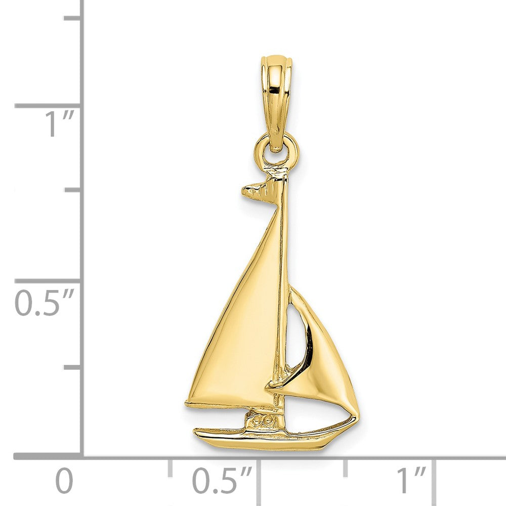 FJC Finejewelers 10 kt Yellow Gold 2-D Polished Sailboat Charm 26 x 12 mm