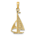 FJC Finejewelers 10 kt Yellow Gold 2-D Polished Sailboat Charm 26 x 12 mm