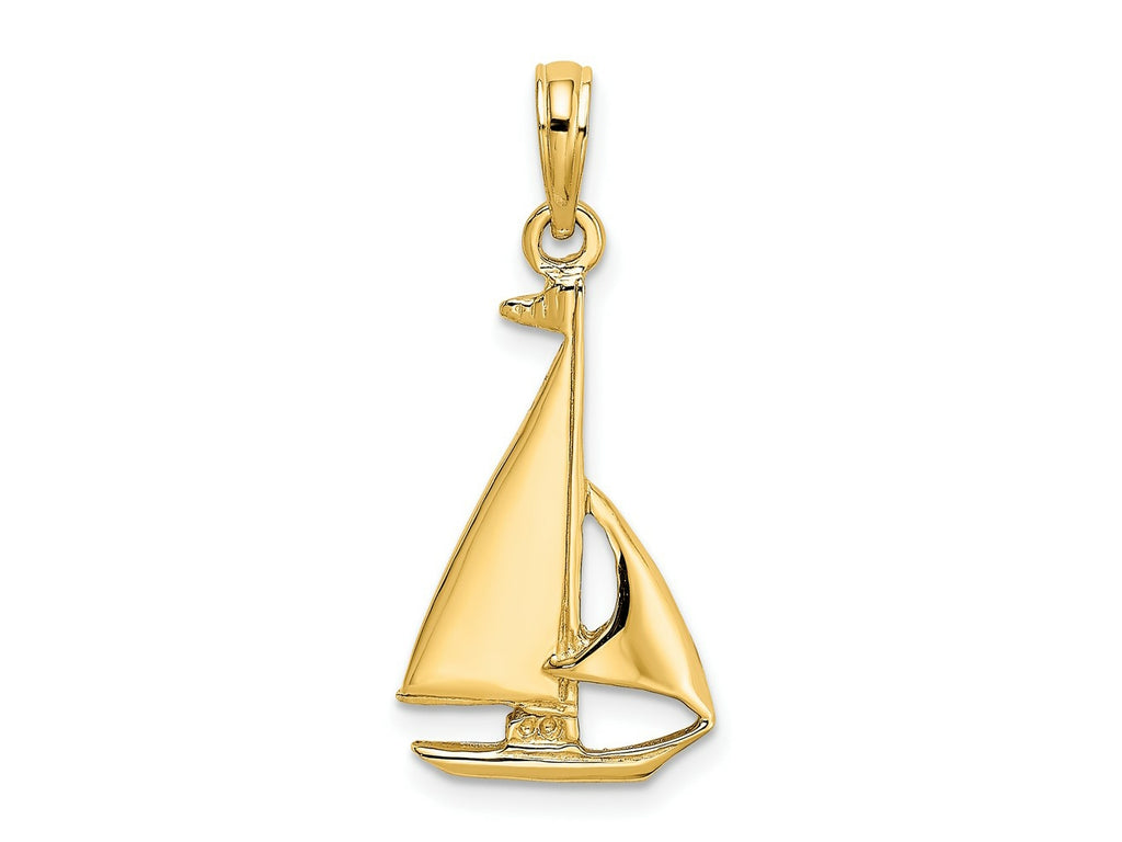 FJC Finejewelers 10 kt Yellow Gold 2-D Polished Sailboat Charm 26 x 12 mm